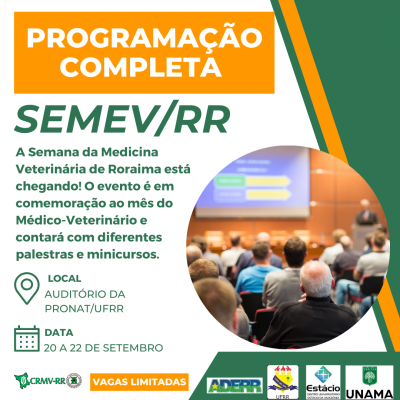 SEMEV/RR TERÁ PALESTRAS E MINICURSOS. FAÇA SUA INSCRIÇÃO!