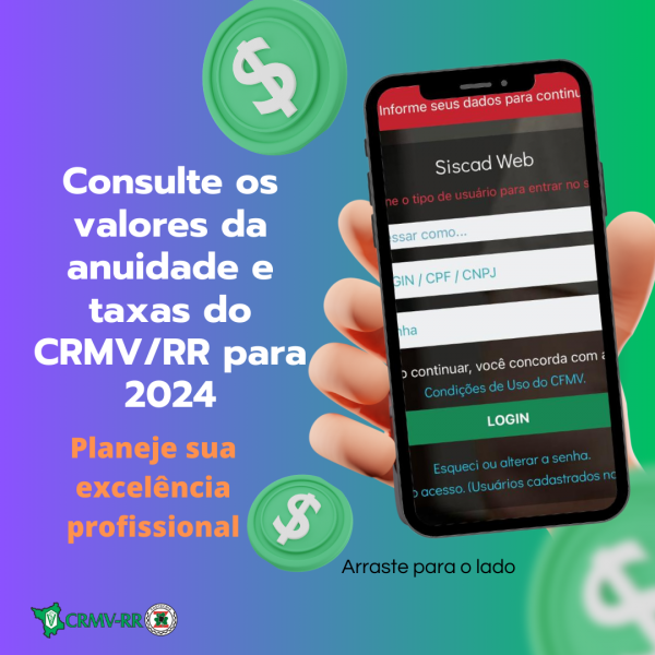 Consulte os valores da anuidade e taxas do CRMV/RR para 2024