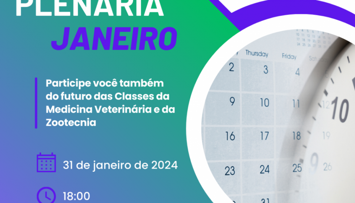 Atenção para a Sessão Plenária do mês de janeiro de 2024