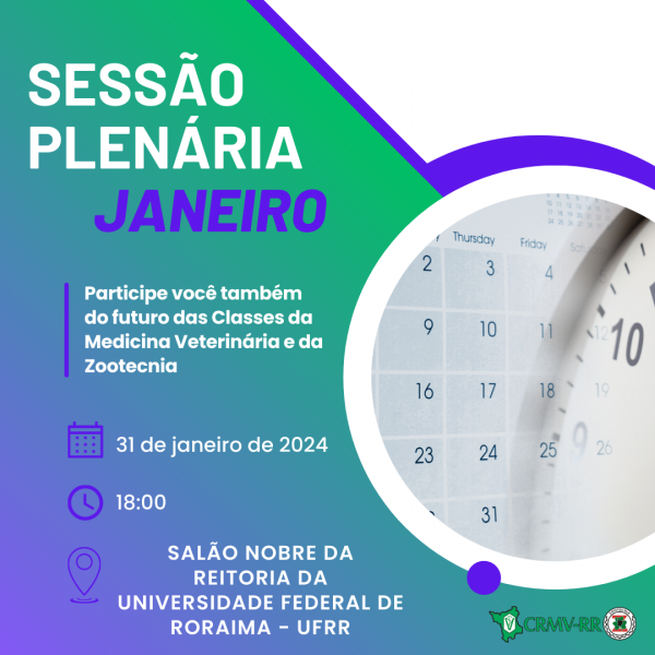 Atenção para a Sessão Plenária do mês de janeiro de 2024