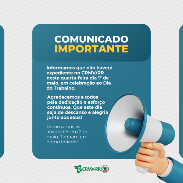 CRMV/RR não terá expediente nesta quarta-feira
