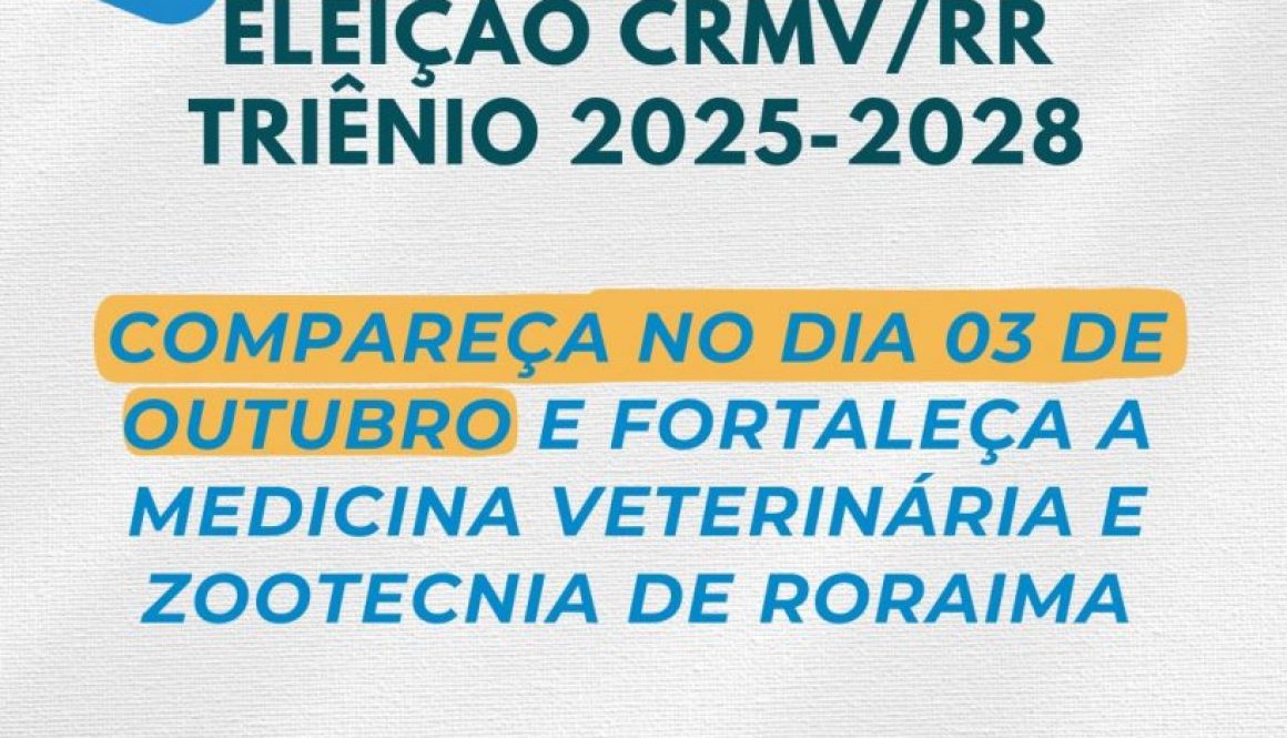 profissionais devem comparecer à sede do CRMV/RR no dia 03 de outubro para o voto obrigatório
