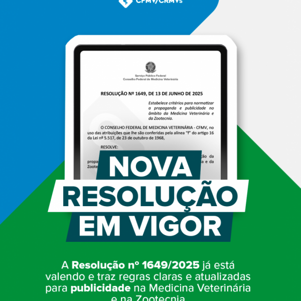 Está em vigor Resolução CFMV que estabelece novas regras para publicidade e propaganda na Medicina Veterinária e na Zootecnia Está em vigor Resolução CFMV que estabelece novas regras para publicidade e propaganda na Medicina Veterinária e na Zootecnia